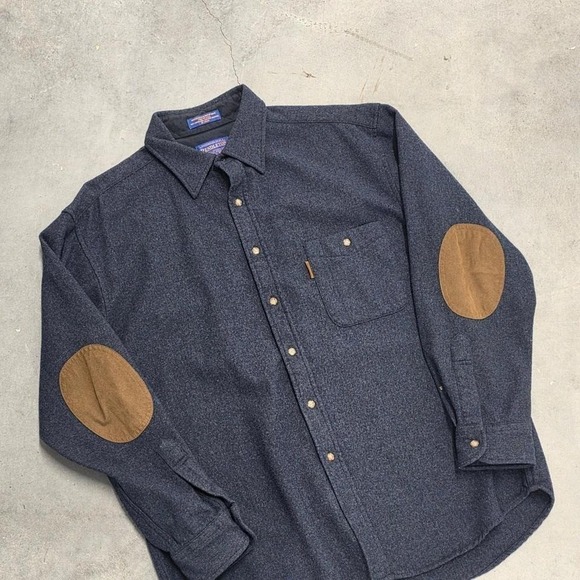 Pendleton Other - Pendleton navy blue button up shirt with brown elbow patches great condition